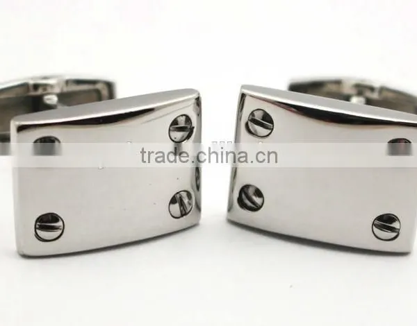 Stainless Steel Silver Rectangle Personalized Cool Cufflinks for Men photo-3