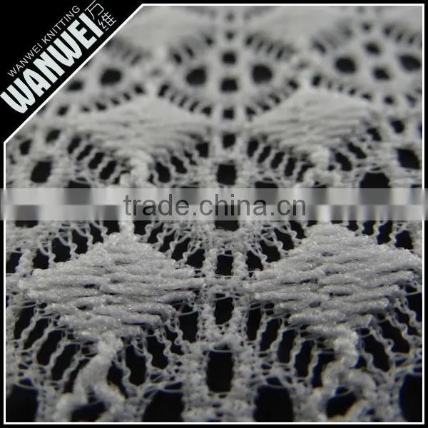Diamond and Dots Crochet Resilient Hollow Yarn Fabric Print Customed Color Nylon Spandex Lace Fabric for Dress and Skirts 5021 photo-3