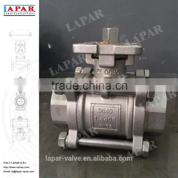 LAPAR Manual Threaded Ball Valve With ISO 5211 Mounting Pad