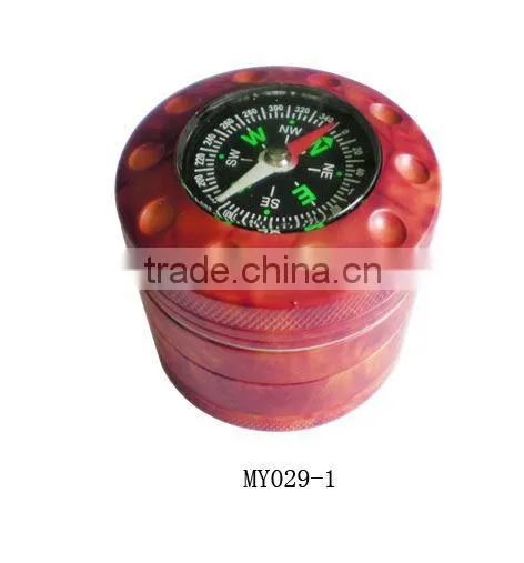 Metal Around Cigarette Grinder With Compass
