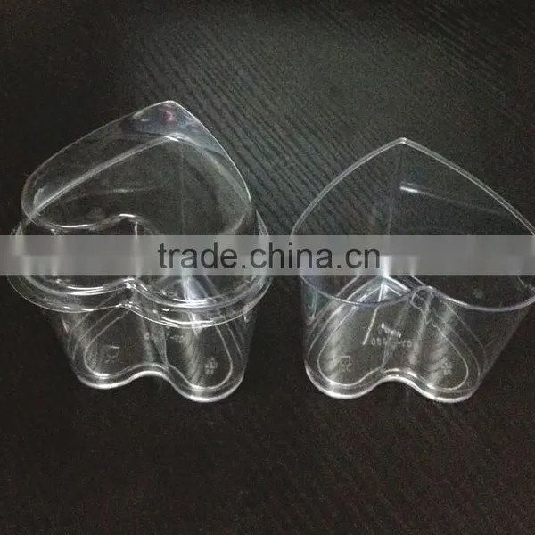 4.5oz Heart-shaped Ice Cream Yogurt Tiramisu Mousse Cake Plastic Cup PS Plastic Cup With Lid photo-2