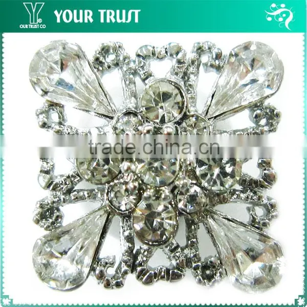 Vintage Crystal Rhinestone Silver Metal Nickel Free Shank Rhinestone Button photo-2