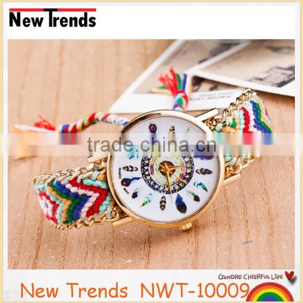 Best Selling DIY Weaved Peacock Wrist Bracelet Watch With Multi-color Cord photo-3