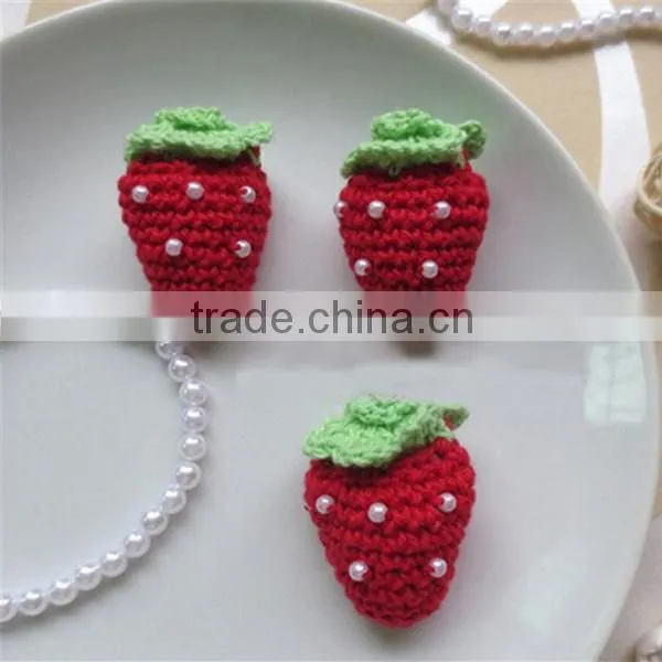 Keychain accessories Crocheted Strawberry crochet strawberry appliques