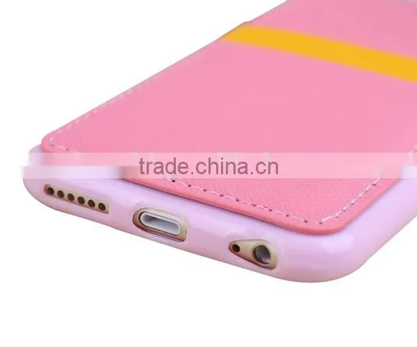 Ultra Thin pu Skin+tpu Dual Color Cellphone Pocket Leather Case for Iphone 6/6s With Hand Rope Supplier's Choice photo-5