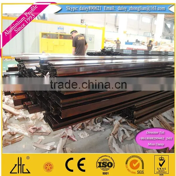 Wood Grain Surface Finishing Aluminum Profile / Enduring Wood Grain Finish Aluminum Tube , Aluminium Wood Grain Finish photo-6