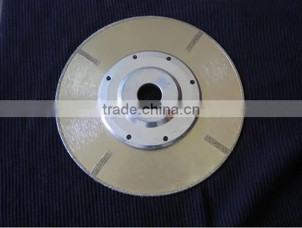 7" Continuous Rim Electroplated Travertine Cutting Diamond Blade With Straight Protections and Flange photo-2