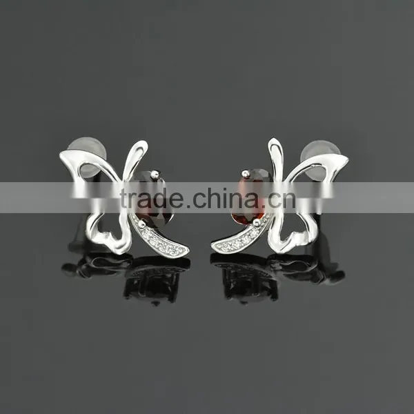 Fashion Garnet CZ Earrings, Hot Stud Earrings photo-4