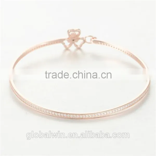 Fashion Jewelry 14K Gold Plated Anklets Bangles With Clear Cz photo-2