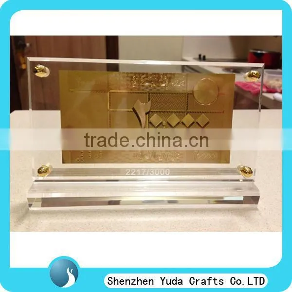 24k Gold Foil Dollar Banknotes Frame Clear Acrylic Gold Banknote Frame
