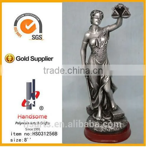 8 Inch Resin High Quality Brass Justice Lady Justice Statue photo-3
