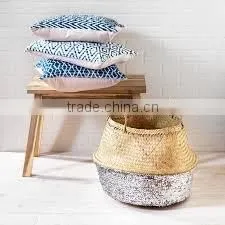 Gold Sequin Belly Basket, Storage Sea Grass Basket photo-5