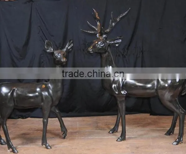 Hot Sale Christmas Home Decor Metal Crafts Bronze Life Size Deer Statues photo-5