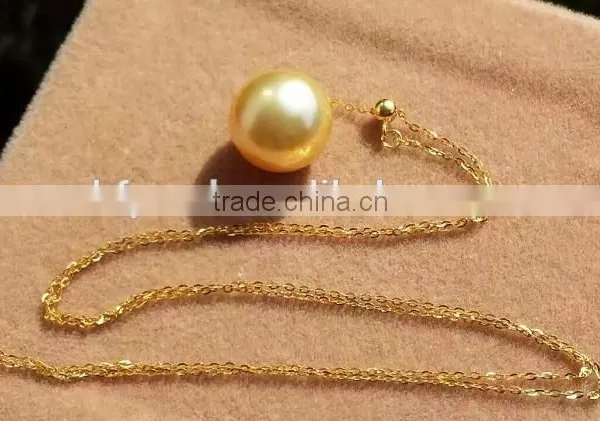18k Gold 9-10mm Gold South Sea Pearl Pendant photo-3