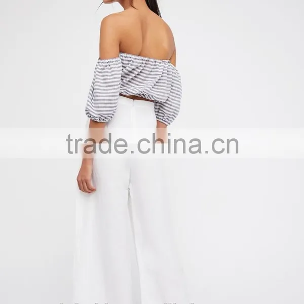 2017 Two Piece Set Women Clothing Stripe Pattern Off-the-shoulder Style Women Two Piece Set Top And Pant photo-3
