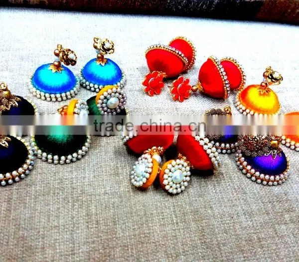 Handmade Silk Thread Earrings, Jhumka Earrings Festive Collection India photo-6