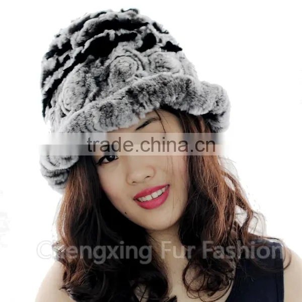 CX-C-195M Fashion Wholesale Hand Knitted Warm Rabbit Fur Winter Woman Hat photo-5