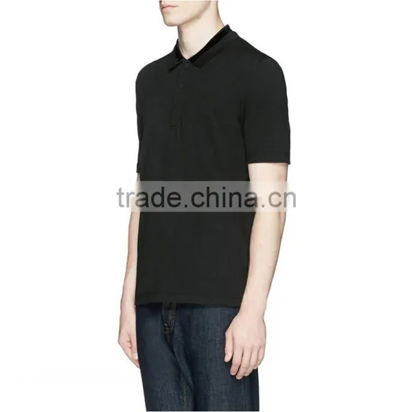Slim Men Black Custom 100%cotton Man Polo T-shirt photo-2