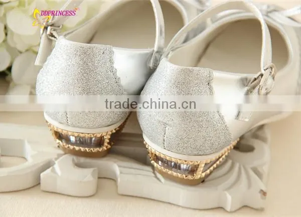 Kids Silver Shoes Girls Shoes Party Wearing Low Heel Fashion Little Girls Shoes Good Quality Sweet Girls Dress photo-4
