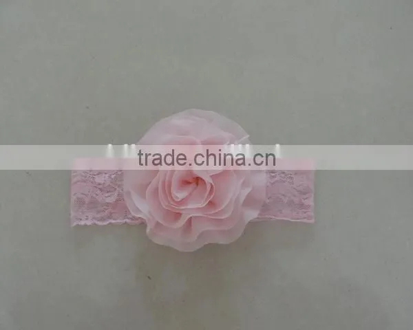 Baby Lace Tulle Headband Cotton Flower Elastic Craft Floral Kids Hairband 2016 Wholesale photo-3
