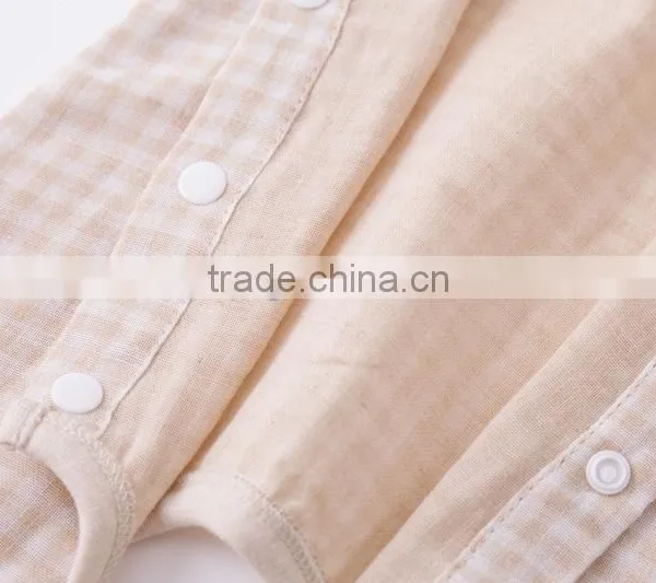 Wholesale Quality Baby Clothing Organic Cotton Onesie Baby Romper Plaid photo-5