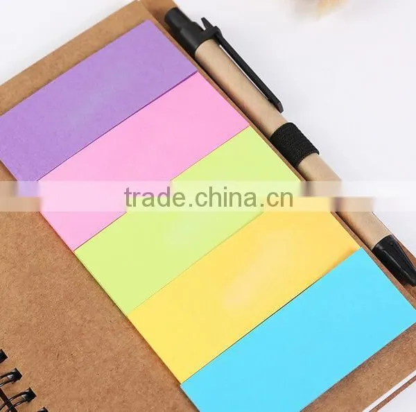Customised Logo Kraft Blank Cover White Lined Inner Paper Spiral Notebook With Pen Colorful Sticky Notes Divider photo-2