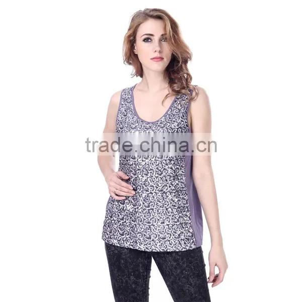 Women's Cotton Sequined Fitness Tank Top photo-3