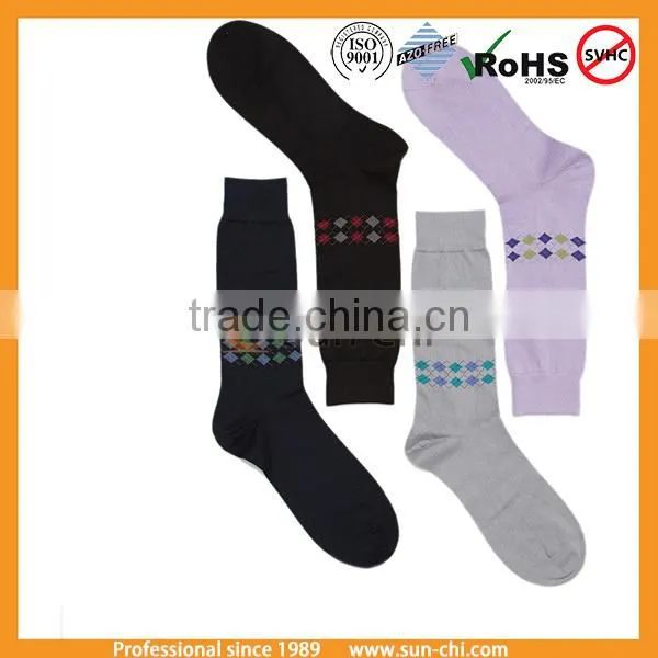 2015 Custom Grey Cotton Socks Men Argyle Cotton Cheap Crew Socks photo-4