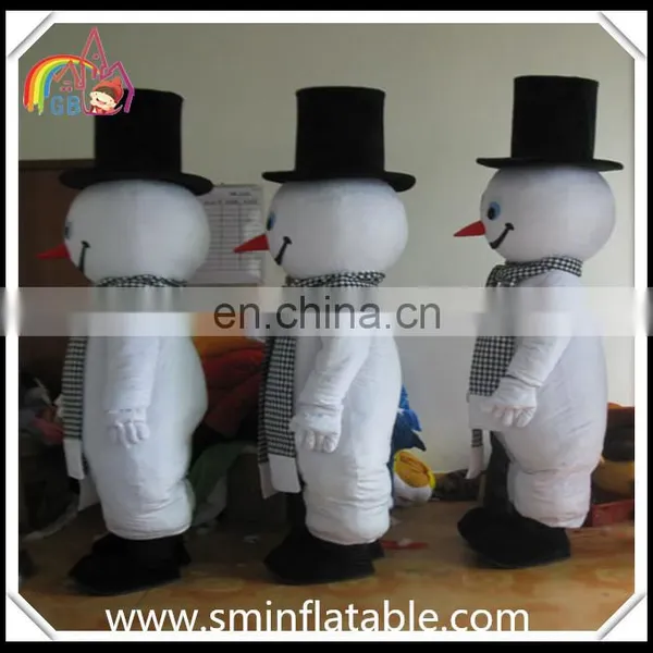 Lovely Snowman Mascot Costume, Three Person Snowman Fur Costume for Adult photo-5