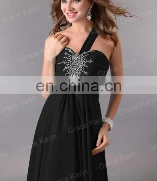 2015 New Arrivals Embroidery Beaded Elegant Black One Shoulder Designer Evening Dresses CL3120-1 photo-2
