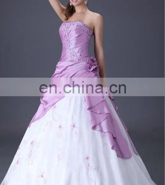 Grace Karin Long Strapless Purple and White Burgundy Quinceanera Dresses Cheap CL2519 photo-6