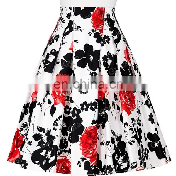 Grace Karin Occident Vintage Retro 50s Floral Pattern Cotton Skirt 9 Patterns CL008925-3 photo-4