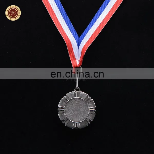 WR China Wholesale Custom 3D Metal Medal Customized Your Own Medal Silver Blank Medal With Ribbon photo-2