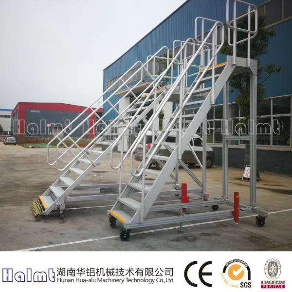 China Industrial Aluminum Warehouse Ladder With Wheels photo-2