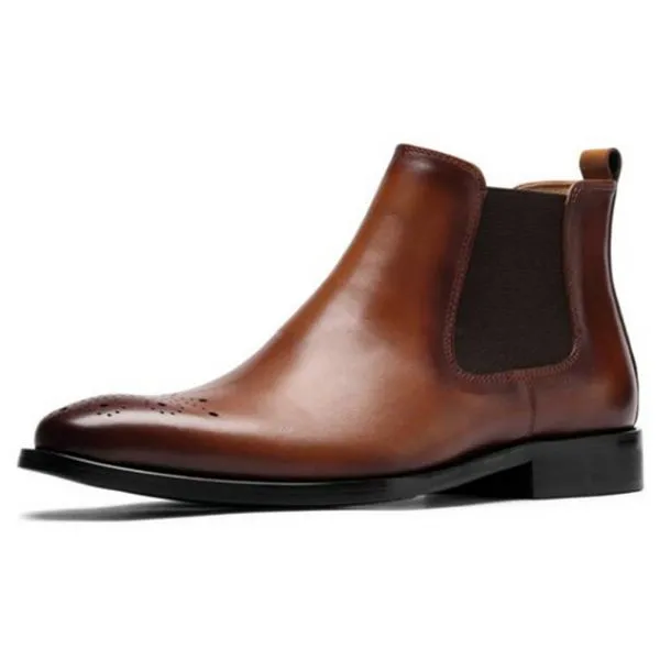 Height Increased Genuine Leather Chelsea Ankle Boots for Men