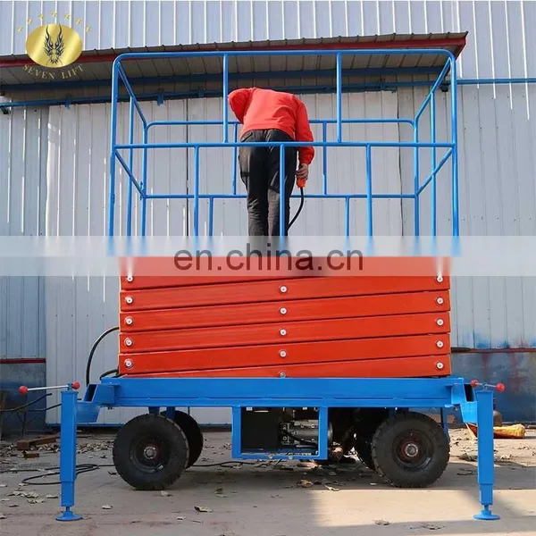 7LSJY Shandong SevenLift 20 m 300kg Portable Manual Hydraulic Mobile Scissor Mechanism Platform Lift Table Work Platform photo-6