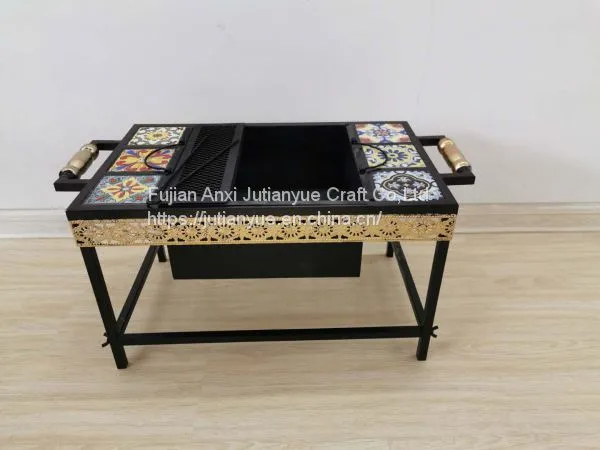 Ceramic Tile Mosaic Parquet Outdoor Rectangular Fire Pit Table photo-3