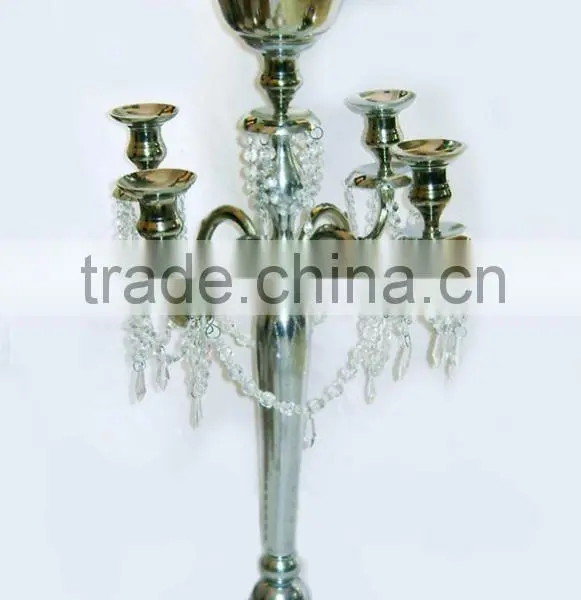 Aluminum Wedding Candelabra With Centrepiece Silver Finish, Candelabra With Flower Bowl photo-2