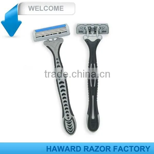 D316L Rubber Handle Triple Disposable Shaving Razor Blades photo-2
