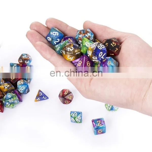 Custom Wholesale 7 Pieces Dice Role Playing Polyhedral Dice for Dungeons and Dragons Games Acrylic Plastic Double-color Dice photo-2
