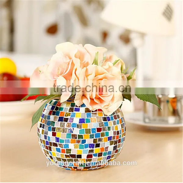 Glass Mosaic Vases Glass Candle Holder Glass Bowl for Flower and Candle