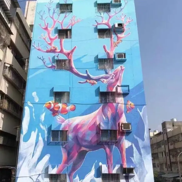 High-altitude Mural Painting by Spider-men in Nenjiang, Heihe - Wall Painting on the Outer Wall of the Overpass With Paint - Painting on Cooling Towers, Chimneys and Water Cooling Towers photo-3