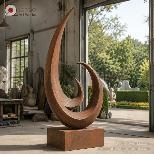 Rust Steel Sculpture for Building Entrance Decoration photo-4