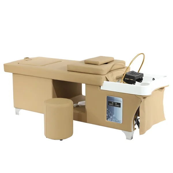 Direct Factory Professional Shampoo Bed - 12V DC Motor Massage, Ergonomic Design, 360° Rotating Tray for Hair Salon photo-3