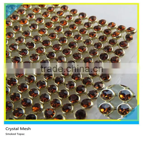 Hot Fix Rhinestone Mesh Roll Ss10 3mm LT.Topaz Crystal Gold Base photo-2