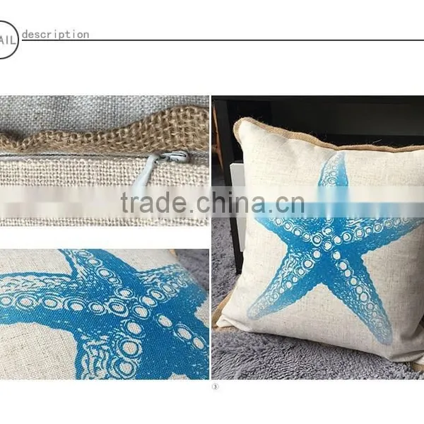 Home Decor Cushion Printed With Linen Piping photo-2