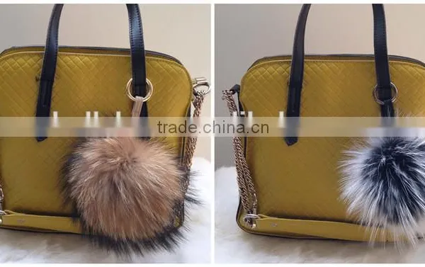 Fashion Popular Ladies Fur Ball Key Chain 100% Real Racoon Fur Keychains photo-6