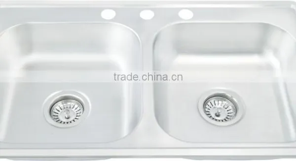 830*480mm One Piece Double Bowl Satin Finish Stainless Steel Sink Hot Sale for South America