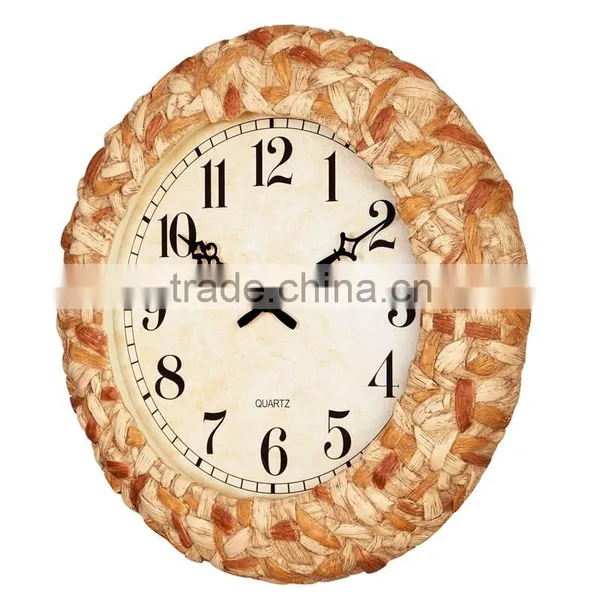 18 Inch Retro Home Decor Rattan Women Modern World Clock photo-2