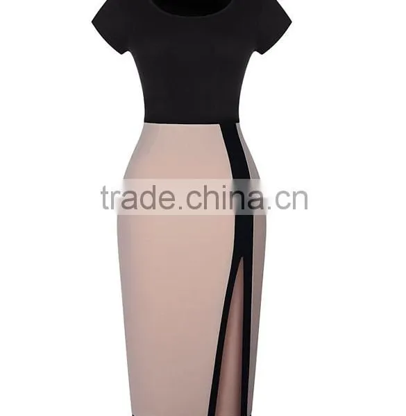 Women's Celeb Sexy Open Fork High Waist Pencil Dress Cocktail Party Bodycon Tunic Dress photo-3